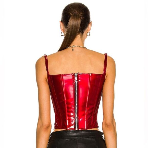 LaQuan Smith Corset Bustier red patent leather PVC boned top Revolve FWRD - Picture 5 of 16